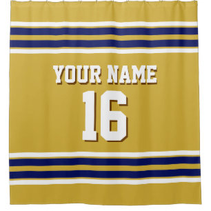 Rideaux De Douche Gold avec Navy White Stripes Sports Jersey