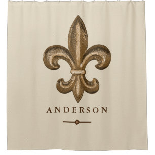 Rideaux De Douche Gold Fleur de chic Lis et Taupe   personnalisé
