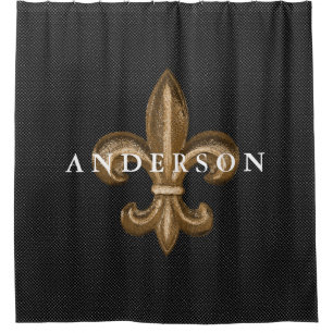 Rideaux De Douche Gold Fleur de Lis chic et noircissent la coutume