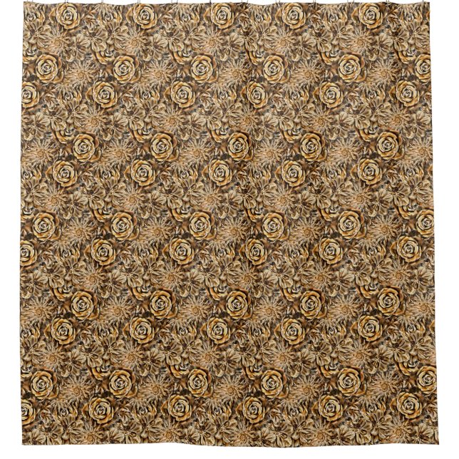 Rideaux De Douche Gold Flower Print Motif Classy Chic Bold Luxe (Devant)