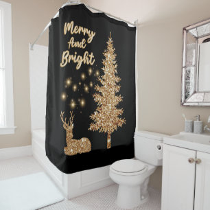 Rideaux De Douche Gold Sparkle Merry et Bright Christmas
