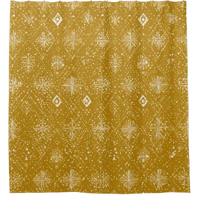 Rideaux De Douche Golden Autumn Christmas Snowflake Pattern (Devant)
