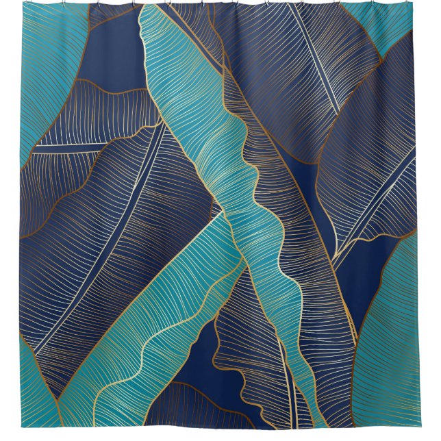 Rideaux De Douche Golden Banana Leaf : Motif de luxe. (Devant)