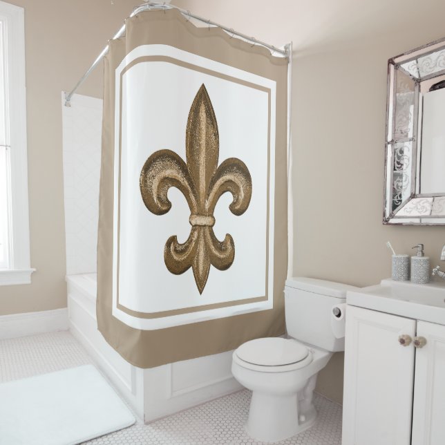 Rideaux De Douche Golden Fleur de Lis Custom (En situation)