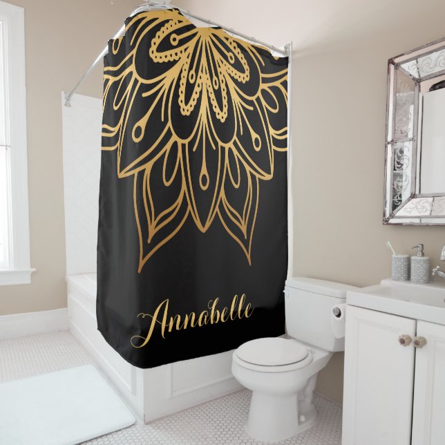 Rideaux De Douche Golden Mandala (En situation)