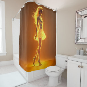Rideaux De Douche Golden neon girl dans l'élégance de mode brillante
