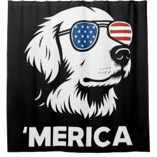 Rideaux De Douche Golden Retriever 4 juillet Merica