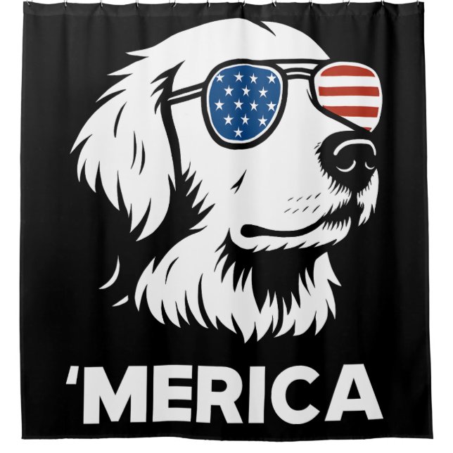 Rideaux De Douche Golden Retriever 4 juillet Merica (Devant)
