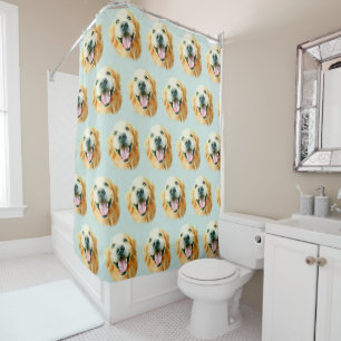 Rideaux De Douche Golden retriever de sourire dans l'aquarelle
