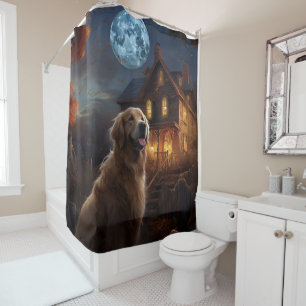 Rideaux De Douche Golden Retriever Halloween Effrayant