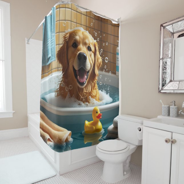 Rideaux De Douche Golden Retriever Sloppy Sleepy mignonne drôle (En situation)
