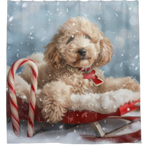 Rideaux De Douche Goldendoodle Chien Festif de Noël
