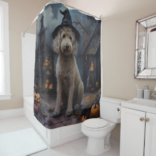 Rideaux De Douche Goldendoodle Citrouille Halloween effrayant