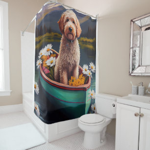 Rideaux De Douche Goldendoodle sur une pagaie : Une aventure pittore