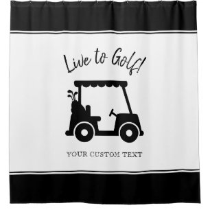 Rideaux De Douche Golf Cart Live to Golf Golfeur personnalisé Noir