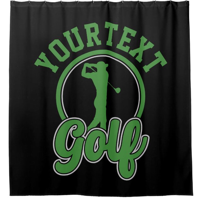 Rideaux De Douche Golf personnalisé AJOUTER NOM Retro Pro Golfer Swi (Devant)