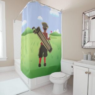 Rideaux De Douche Golfeur d'amusement sur le terrain de golf