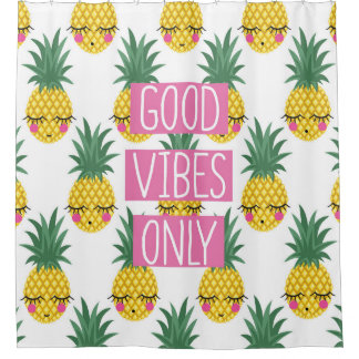 Rideaux De Douche Good Vibes Pineapples Motif d'été