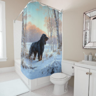 Rideaux De Douche Gordon Setter Laisse Il Neige Noël