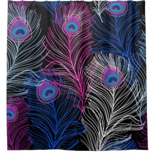 Rideaux De Douche Gorgeous Vintage pattern of peacock feathers on a 