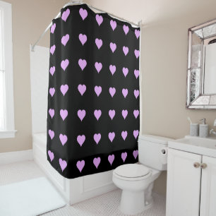 Rideaux De Douche Goth Black and Pink Heart Design