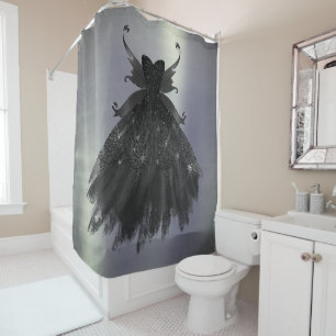 Rideaux De Douche Gothique Fairy Black Gown Vampy Goth Glam Sheen