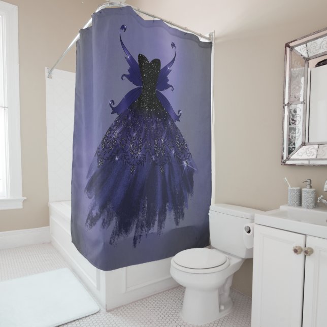 Rideaux De Douche Gothique Fairy Indigo Gown | Fleur royale violet p (En situation)