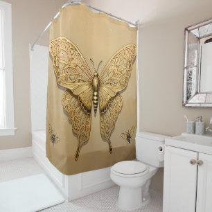 Rideaux De Douche Grace d'or : Le Papillon Enchantant