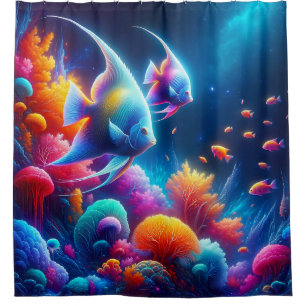 Rideaux De Douche "Gracity Angelfish Coral Reef Art"