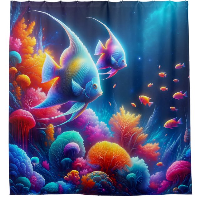 Rideaux De Douche "Gracity Angelfish Coral Reef Art" (Devant)