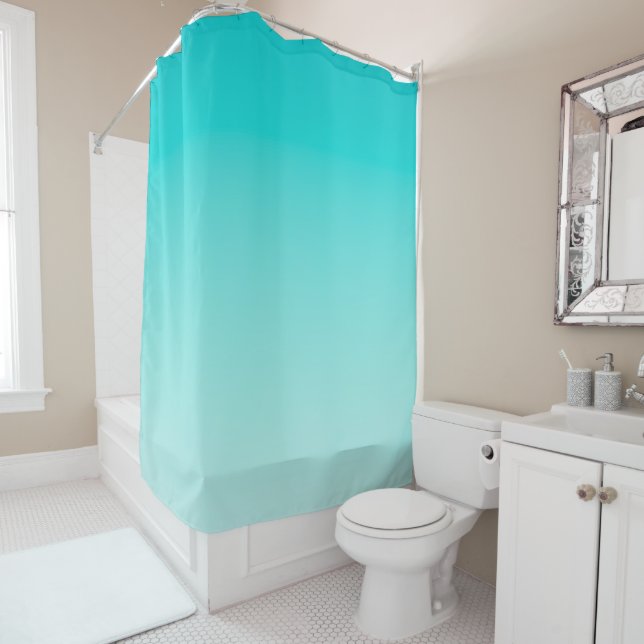 Rideaux De Douche gradient aqueux turquoise (En situation)
