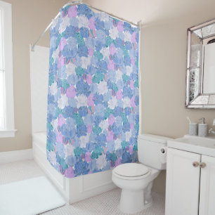 Rideaux De Douche Grand floral violet bleu