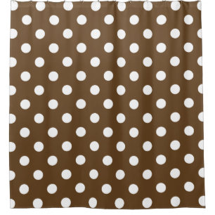 Rideaux De Douche Grand pois - blanc sur le brun foncé