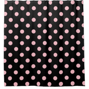 Rideaux De Douche Grand pois - rose sur le noir