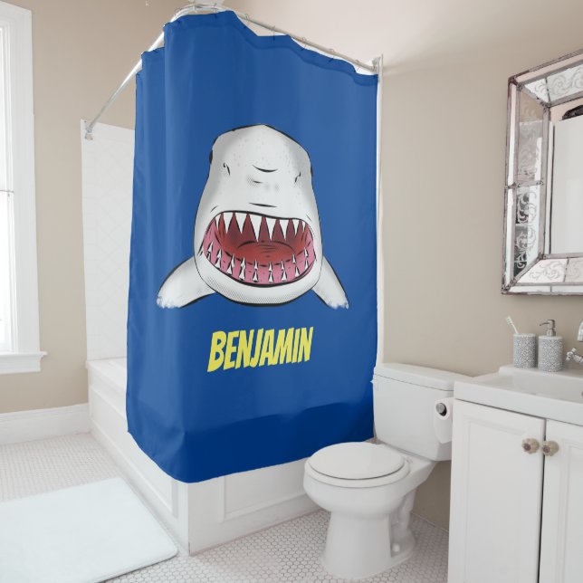 Rideaux De Douche Grand requin blanc moyen dessin animé (En situation)