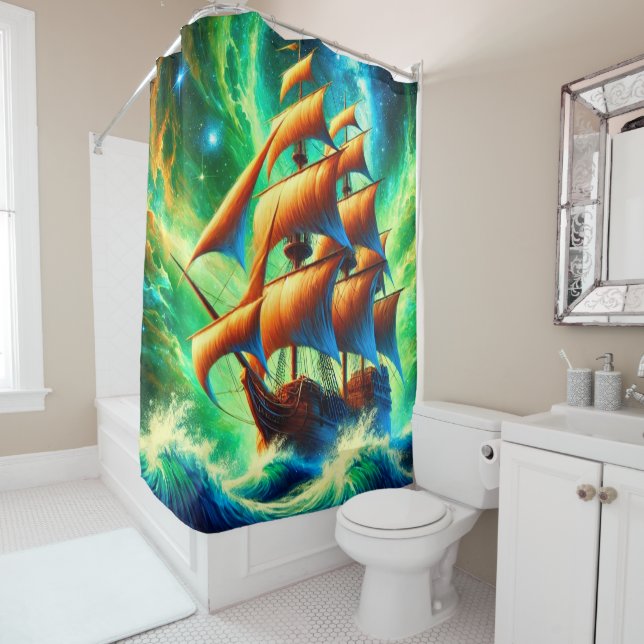 Rideaux De Douche Grande voilier (En situation)