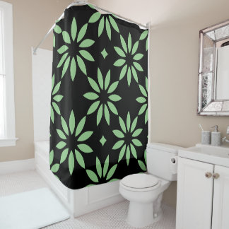 Rideaux De Douche Grandes fleurs noires et vertes