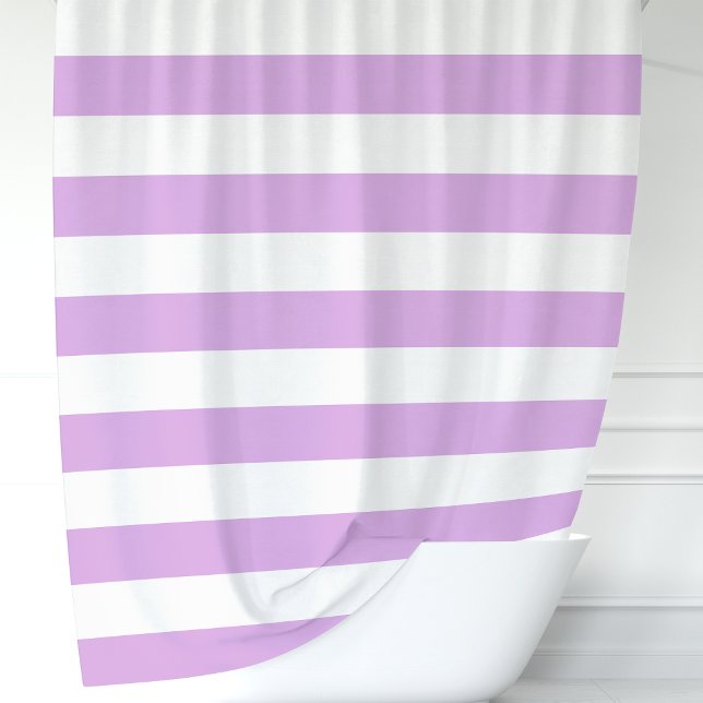 Rideaux De Douche Grandes rayures violettes et blanches modernes (Créateur téléchargé)