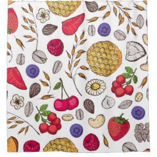Rideaux De Douche Granola,  muesli seamless pattern. Oat flakes hand