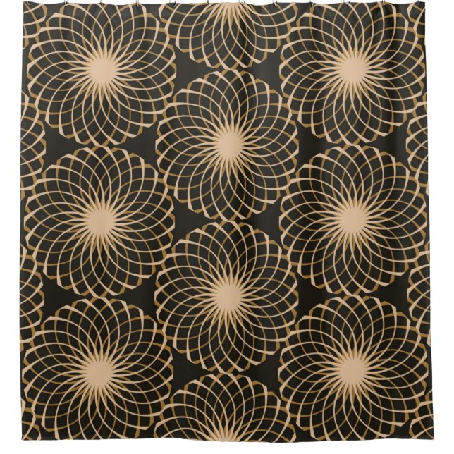 Rideaux De Douche graphic floral tracery grid seamless pattern in iv (Devant)