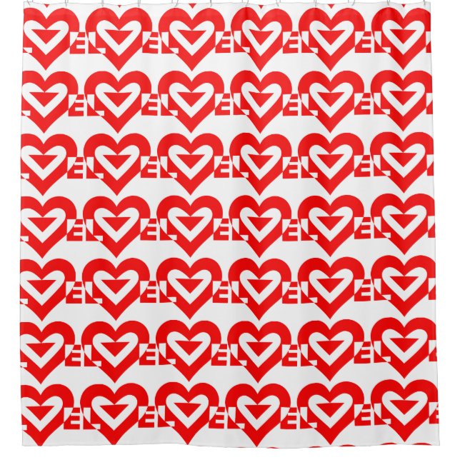 Rideaux De Douche Graphique d'amour cool, Rouge (Devant)