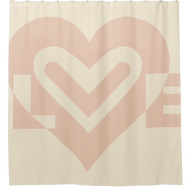 Rideaux De Douche Graphique d'amour mignon en beige (Devant)
