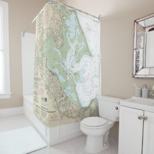 Rideaux De Douche Graphique des ports de Plymouth, Kingston et Duxbu