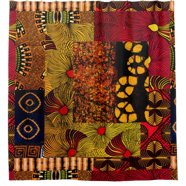 Rideaux De Douche Graphique Floral Africain (Devant)