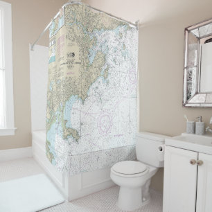 Rideaux De Douche Graphique nautique des ports de Salem et Lynn 1327