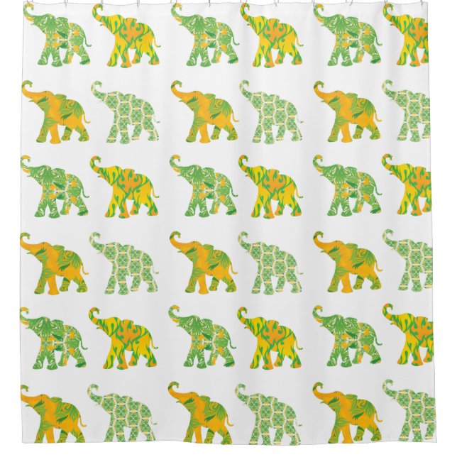 Rideaux De Douche Graphique unique Motif d'éléphant lunaire (Devant)