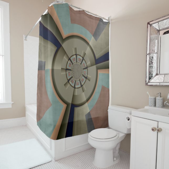 Rideaux De Douche Graphisme d'art fractal de l'harmonie des couleurs (En situation)