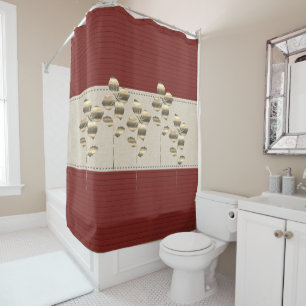 Rideaux De Douche Gras Linen Bourgogne Grandes Fleurs D'Or