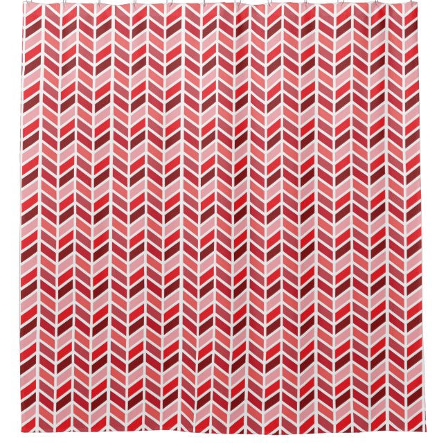 Rideaux De Douche Gras rouge vif Herringbone Motif Design (Devant)