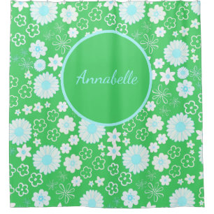 Rideaux De Douche Gras Vert Fleurs Motif Floral Nommé